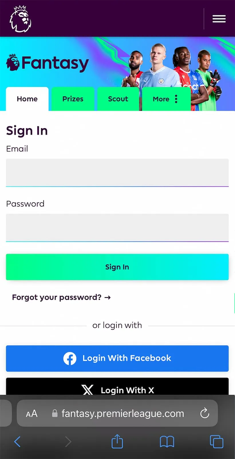 Fantasy Premier League website leagues page open in a browser